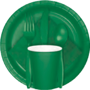 9oz  Emerald Green cups , Forks , Spoons set