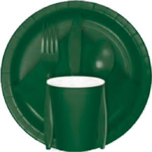 9oz  Hunter Green cups , Forks , Spoons set