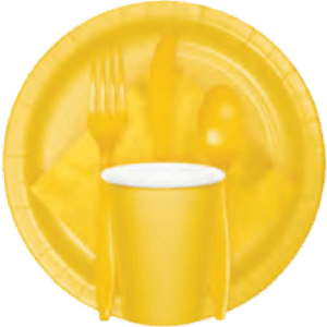 9oz  Yellow cups , Forks , Spoons set